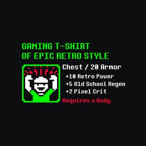 Image of “Gaming T-Shirt of Epic Retro Style” - Black tee