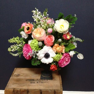 Image of Deluxe Arrangement (assorted antique containers)