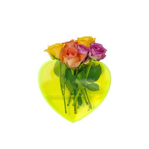 Image of Queen of Hearts neon yellow heart vase      