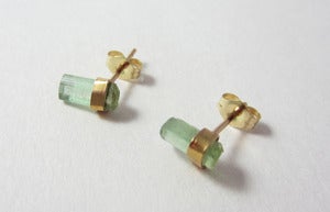 Image of Seafoam Green Tourmaline Studs - 14k Gold