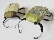 Image of Small Jewel Beetle Soft Sculpture Green or Blue  Vintage Fabrics