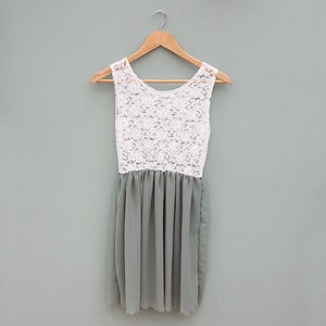 Image of Green and Ivory Lace Scalloped Babydoll Dress by Kee Boutique 