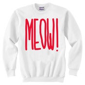 Image of MEOW! White Crew Neck Sweater (Red)