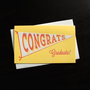 Image of 1617 - pennant letterpress grad card