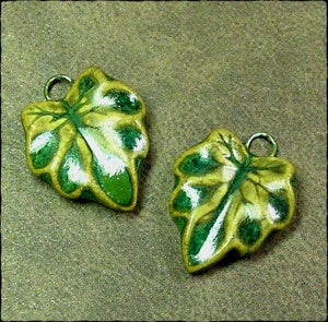 Image of Small Veined Leaf Charm Pair