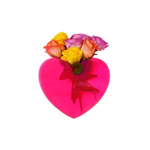 Image of Queen of Hearts neon pink heart vase   