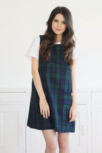 Image of Dorothy Tartan Pinafore in Navy/green