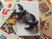 Image of Black Swallow Bird Rockabilly Tattoo Kitsch Retro Vintage Style Earrings