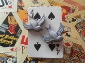 Image of Grey Swallow Bird Rockabilly Tattoo Kitsch Retro Vintage Style Earrings