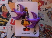 Image of Purple Swallow Bird Rockabilly Tattoo Kitsch Retro Vintage Style Earrings