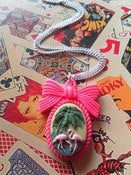 Image of Pink Flamingo Resin Cameo Rockabilly Tropical Kitsch Retro Vintage Style Bird Necklace 
