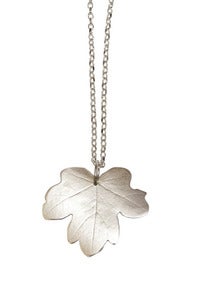 Image of field maple pendant on long length silver chain