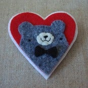 Image of gray pudgy bear + bowtie heart 