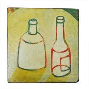 Image of kitchen equipment two yellow bottles