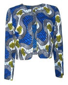 Image of Fair Trade African Print Round Neck Jacket Blue Yellow
