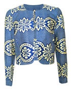 Image of Fair Trade african Print Round Neck Jacket Blue