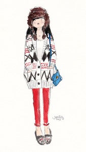 Image of TRAPPER HAT- ORIGINAL WATERCOLOR