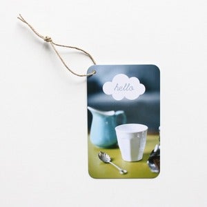 Image of 5 Étiquettes cadeaux "hello"