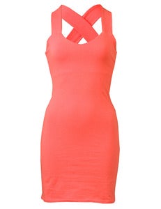 Image of CORAL CRISSCROSS DRESS