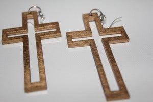 Image of OPEN CROSS EARRINGS - GOLD