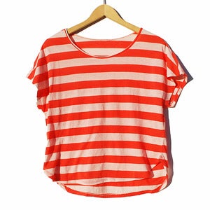 Image of Simple Stripe Tee<br>Orangy-Red