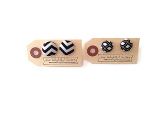 Image of Black + White Button Earrings