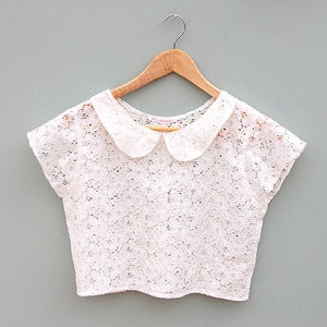 Image of Ivory Lace Peter Pan Collar Crop Top by Kee Boutique 