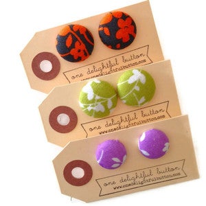 Image of Funky Florals - Button Earrings