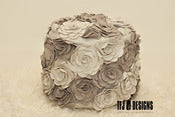 Image of Cream Tan Flower Petal Pouf Ottoman - Felt Flowers - NEW