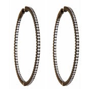 Image of " New " Kara Ackerman <i> Talulah <i/> Common Prong Skinny Hoops in Oxidized Sterling Silver