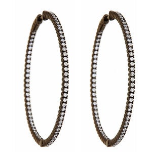 Image of " New " Kara Ackerman <i> Talulah <i/> Common Prong Skinny Hoops in Oxidized Sterling Silver