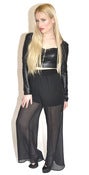 Image of Contemporary Black Chiffon Palazzo Pants 