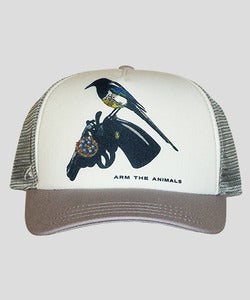 Image of Unisex | 357 Mag Pie | 5 Panel Snap Back Trucker | Gray/White
