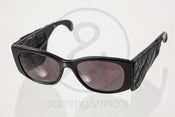 Image of Chanel 1987 Black Leather :: Vintage Sunglasses
