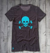 Skull & Barbells Tee - Heather/Turquoise