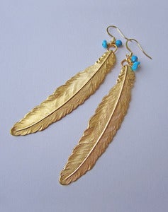 Image of Free Bird Turquoise Feather Earrings