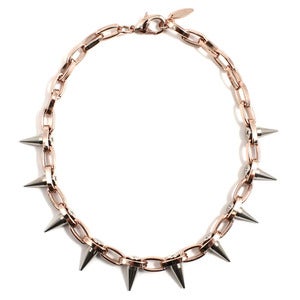 Image of Metal-Luxe Single Row Spike Choker - Rose Gold/Silver Spikes