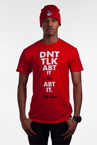 Image of The DNT TLK ABT IT Tee in Red (White/Black)