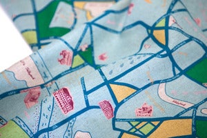 Image of Très beau tissu Berlin map #1 * Mélange lin & coton