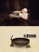 Image of Round Metal Wagon Cart - Vintage Style - Newborn Infant Toddler - Prop