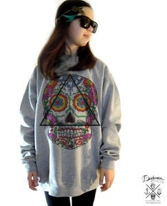 Image of Sweatshirt femme oversized Santa Muerte Mexican skull