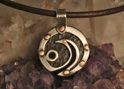 Image of Silver Wave and Moon w/14k rose gold rivets