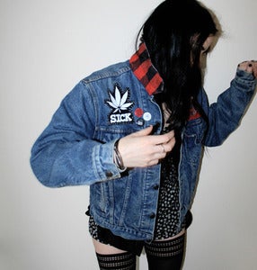 Image of SICK X NIGHT OF THE LIVING THREAD - 'LUMBERJACK' denim jacket LARGE