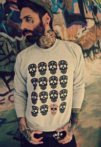 Image of Sugar Skull Sugar Skulls Print Grey Jumper