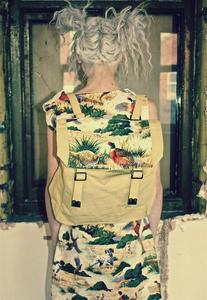 Image of Hunting Canvas Backpack Rucksack Bag Phesant Print