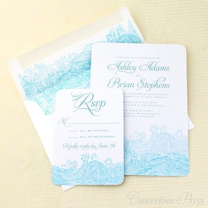 Image of Waves Beach Wedding Invitations - Sample