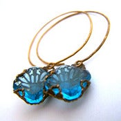 Image of Aqua Deco Hammered Hoops