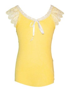 Image of Pretty girly lace cotton tank in sunshine YELLOW