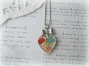 Image of Silver Resin Heart with Dried Flowers Necklace