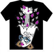 Image of The exploding head Keshirt in BLACK. (pink and blue)